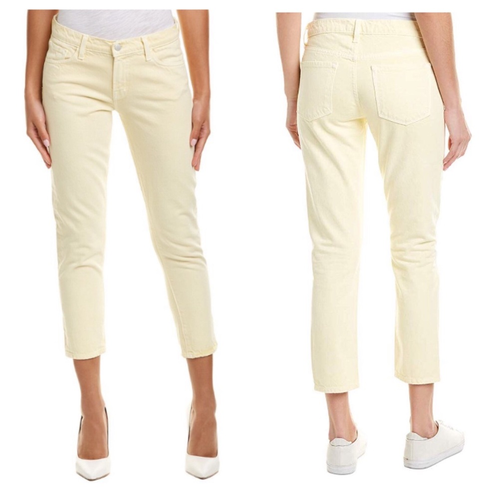 J Brand Sadey Slim Straight Cropped Yellow Jeans